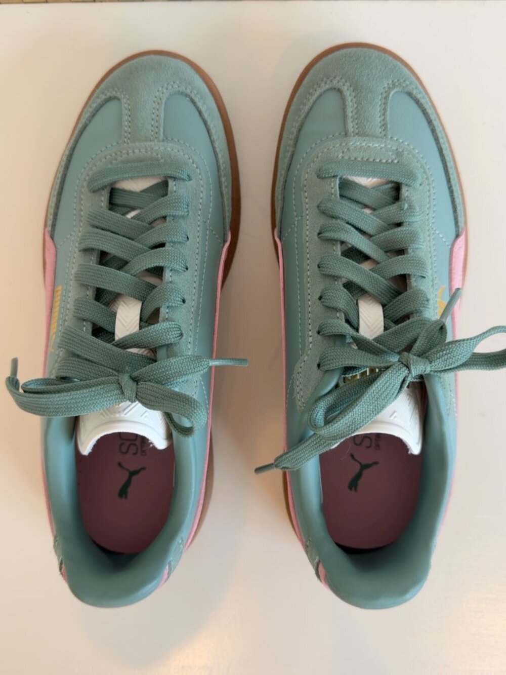 PUMA Club II Era Sneakers | Sage Green & Pink | Gum Sole | Women's 6.5 - Picture 2 of 5